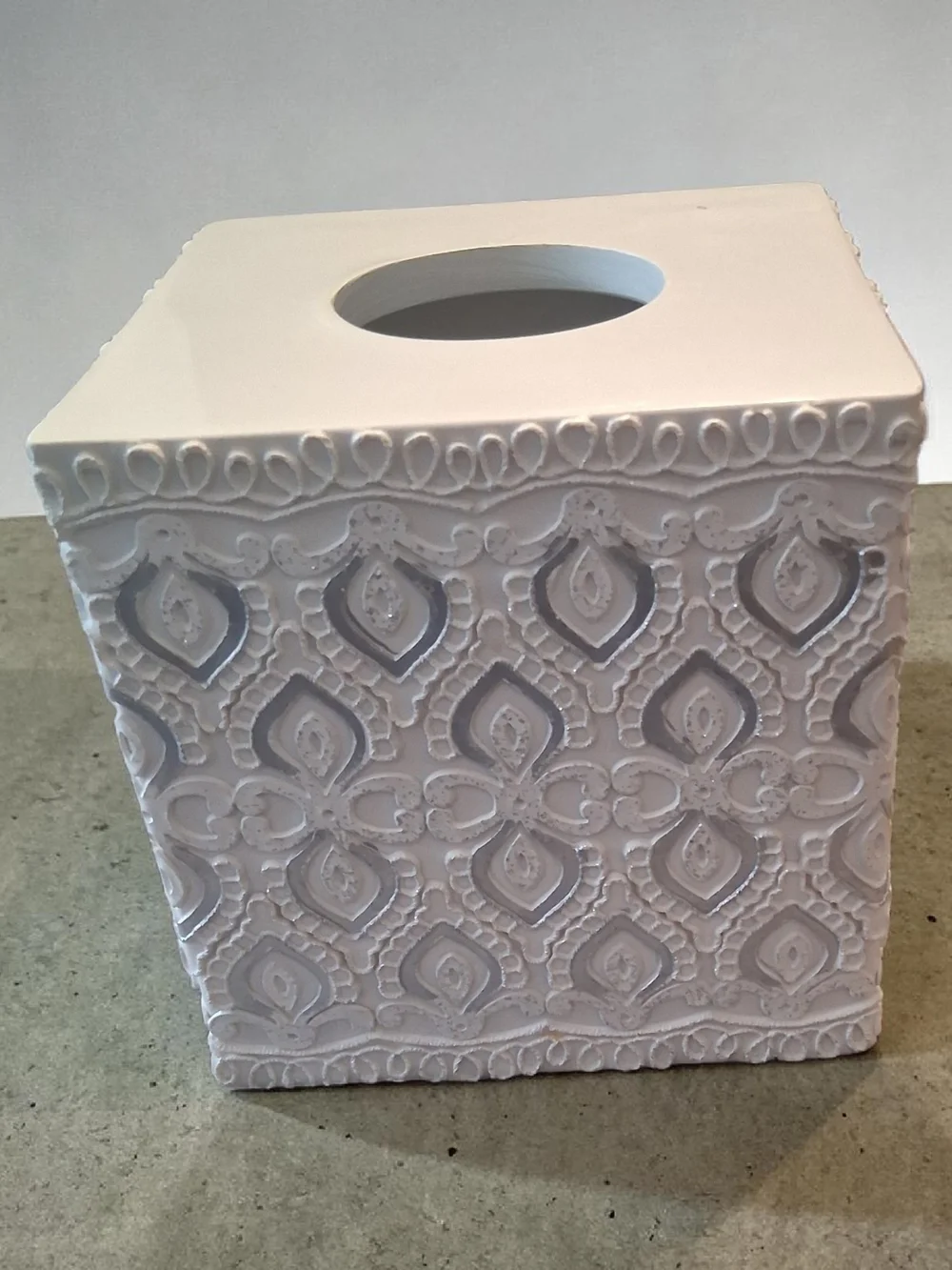 White And Silver Resin Tissue Box Cover 3d Vintage Style Design